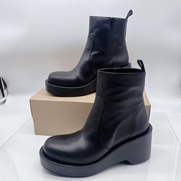 Paloma Barcelo Zuri Black Leather Platform Ankle Boots Size EU 40 US 10 $445 - Picture 4 of 12